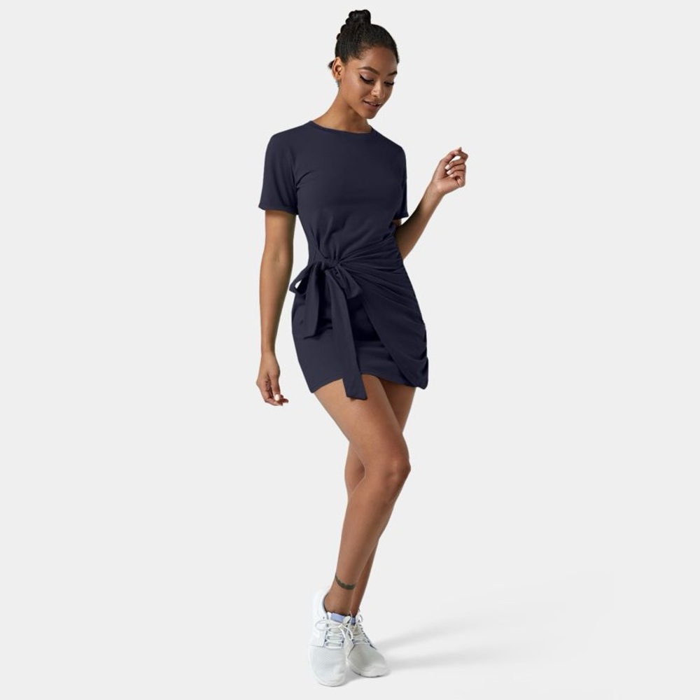 Halara Sapphire Blue Everyday Tie Knot Ruched Mini Chill Dress-Belle Size Small